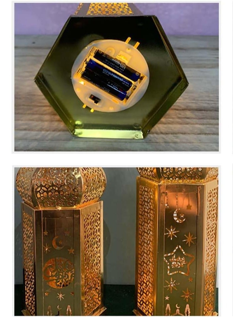 جورونب مصابيح رمضان LED، مصباح مكتب مغربي، مصباح مكتب العيد، فانوس زخرفي يعمل بالبطارية، هدايا زخرفية للمنزل ديكور حفلات الأعياد الإسلامية الإسلامية - Image 5