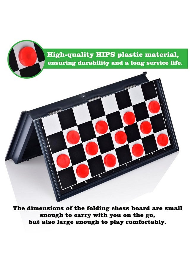 QuadPro Magnetic Travel Checkers Board Game Set with Folding Board Family Educational Toys for Kids and Adults - Image 5