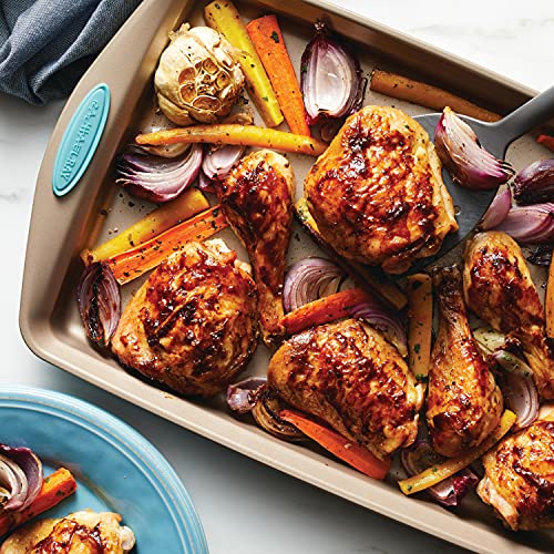 Rachael Ray Cucina Nonstick Bakeware with Grips, Nonstick Cookie Sheet / Baking Sheet - 11 Inch x 17 Inch, Latte Brown - Image 2