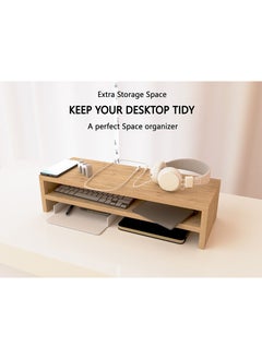 Mahmayi Mahmayi Natural Davos Oak Monitor Stand Riser for Laptop Computer/TV/PC/Printer, Multifunctional Systems (55x20x20cm)  - Image 4
