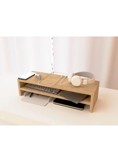 Mahmayi Mahmayi Natural Davos Oak Monitor Stand Riser for Laptop Computer/TV/PC/Printer, Multifunctional Systems (55x20x20cm)  - Image 1