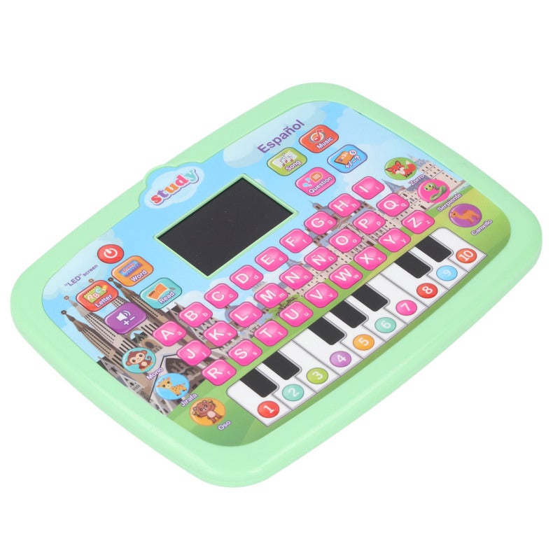 Spanish Learning Tablet 18x24x2Cm Safe Robust Plastic Green - 8+ Learning Modes Automatic Shutdown 3 Level Volume Interactive Learning Pad for Toddlers Early Childhood Development Travel - Image 3