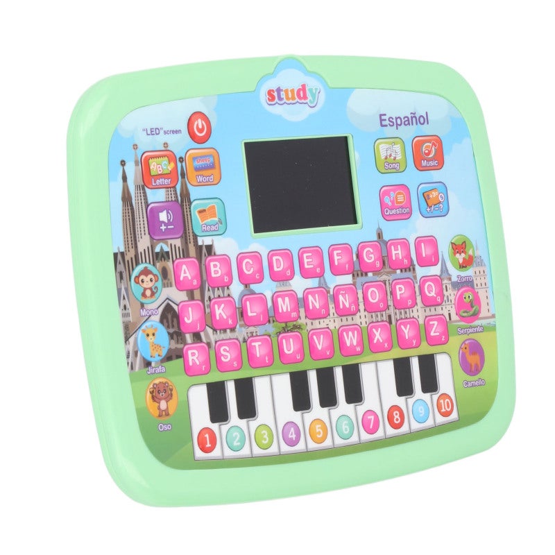 Spanish Learning Tablet 18x24x2Cm Safe Robust Plastic Green - 8+ Learning Modes Automatic Shutdown 3 Level Volume Interactive Learning Pad for Toddlers Early Childhood Development Travel - Image 4