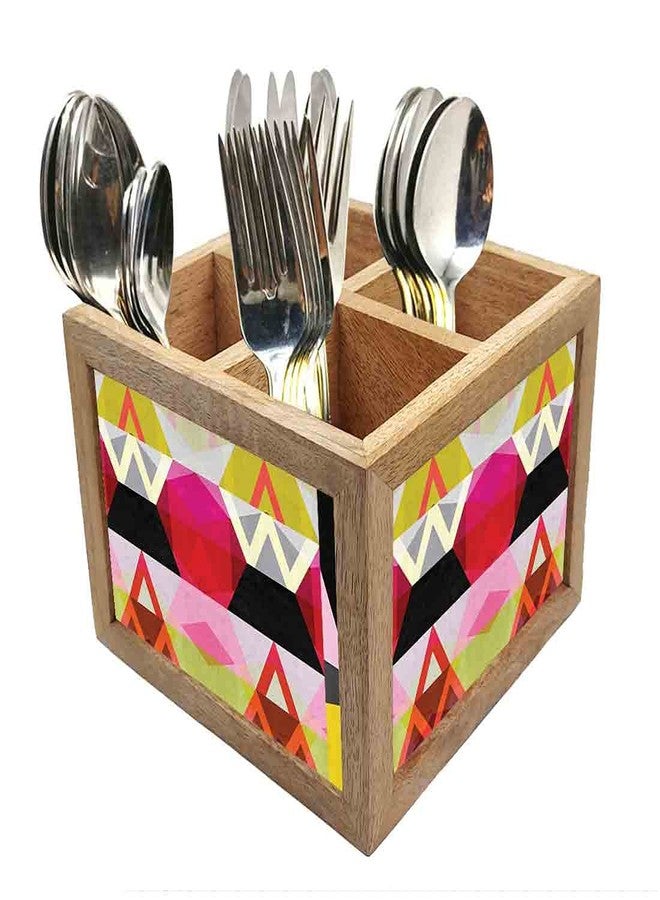 Nutcase Wooden Cutlery Stand Holder Silverware Caddy Spoons Forks Knives Organizer for Dining Table & Kitchen -Made in India-Spoons NOT Included - Generous ation - Image 1