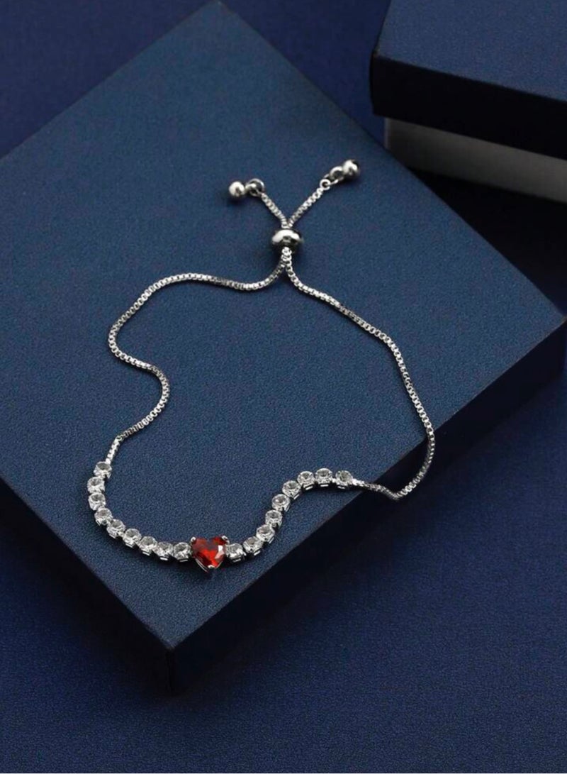 إيكوال اسوارة نسائية أنيقة وفاخرة باللون الفضي مرصعة بالزركون - Image 1