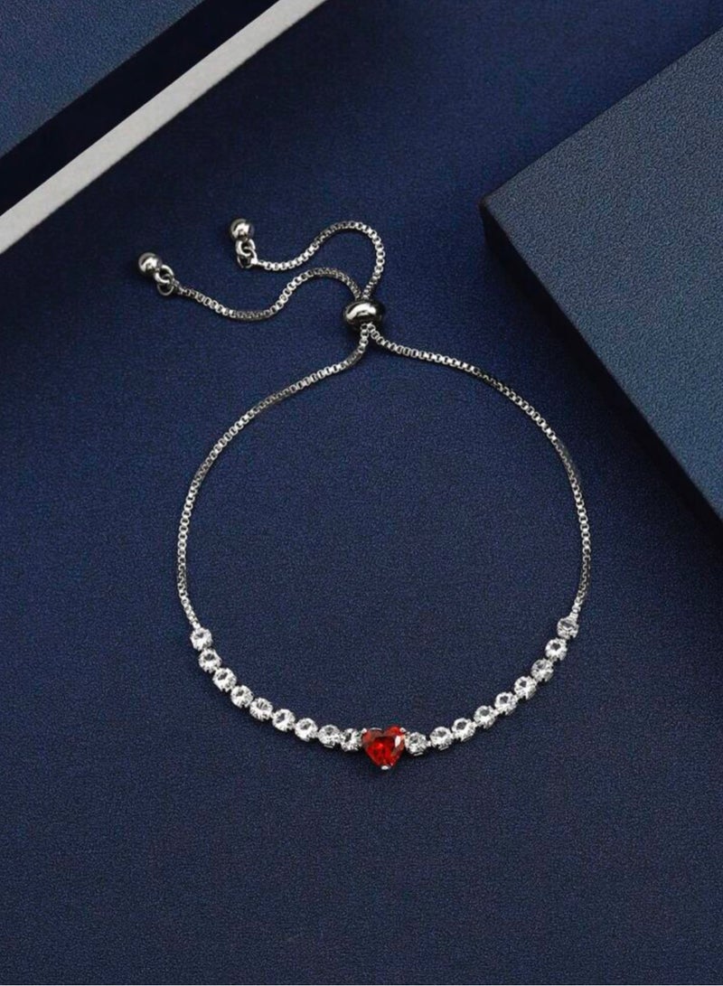 إيكوال اسوارة نسائية أنيقة وفاخرة باللون الفضي مرصعة بالزركون - Image 3