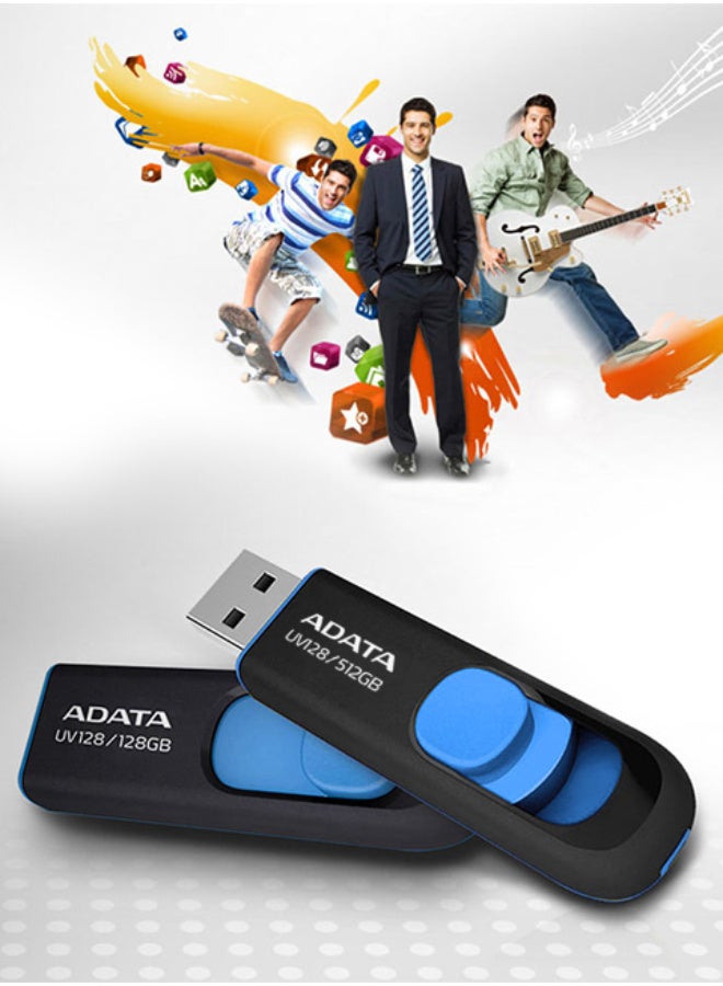 ADATA UV128 64GB USB3.2 Flash Drive, black/blue - Image 4
