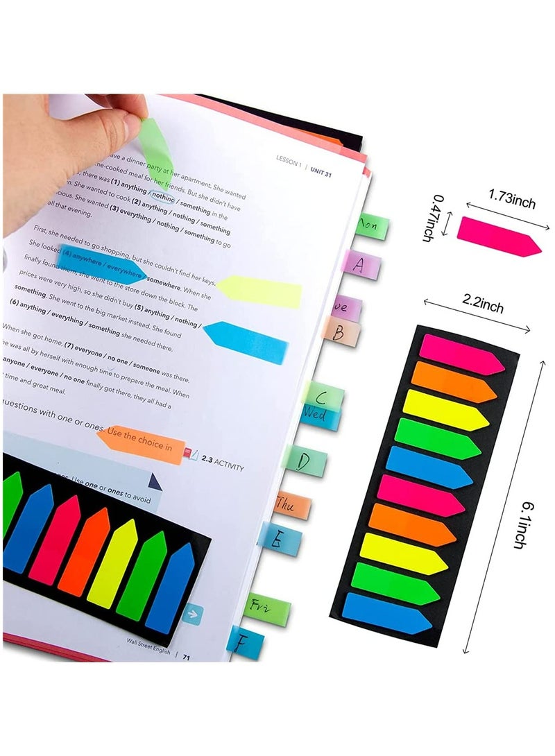 CMGTYYD CMGTYYD Index labels, fluorescent translucent sticky note markers, 1200 total, 10 color labels per pack, arrow index labels, page flag markers, used as reading label bookmarks  - Image 2