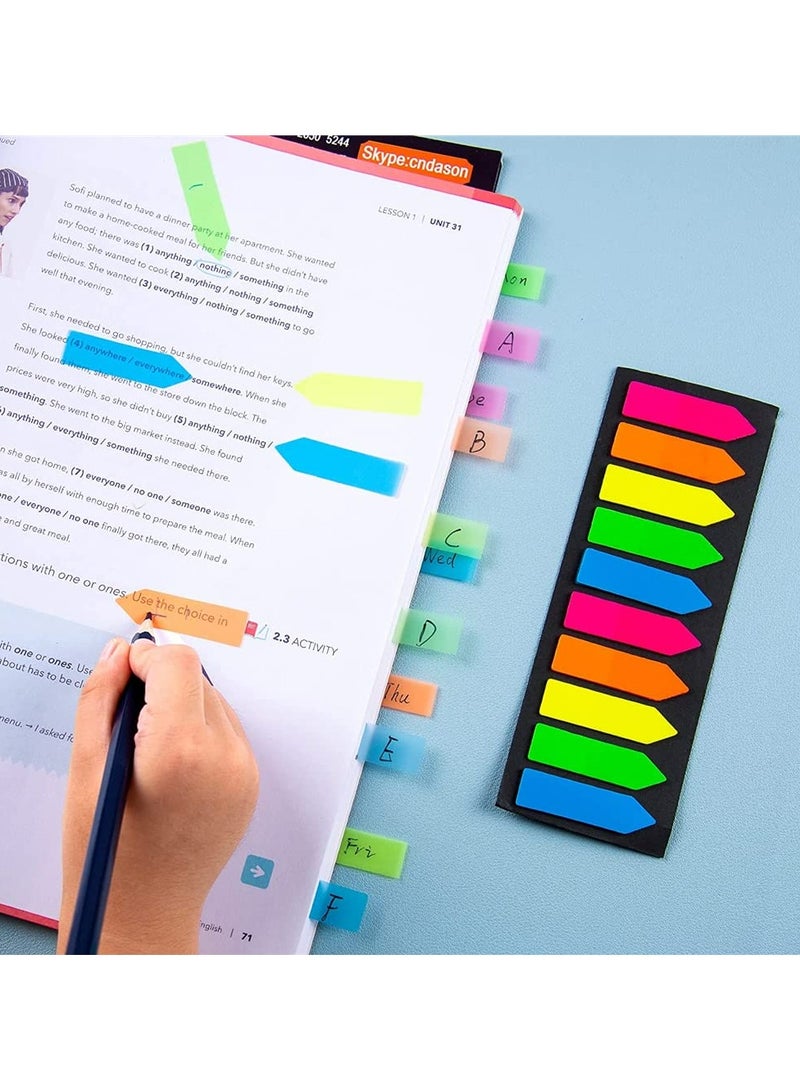 CMGTYYD CMGTYYD Index labels, fluorescent translucent sticky note markers, 1200 total, 10 color labels per pack, arrow index labels, page flag markers, used as reading label bookmarks  - Image 5