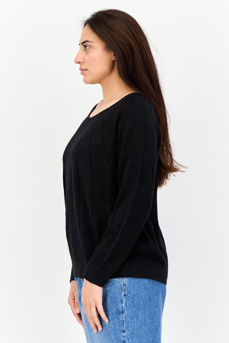Levi's Women Round Neck Textured Sweater, Black - Image 3