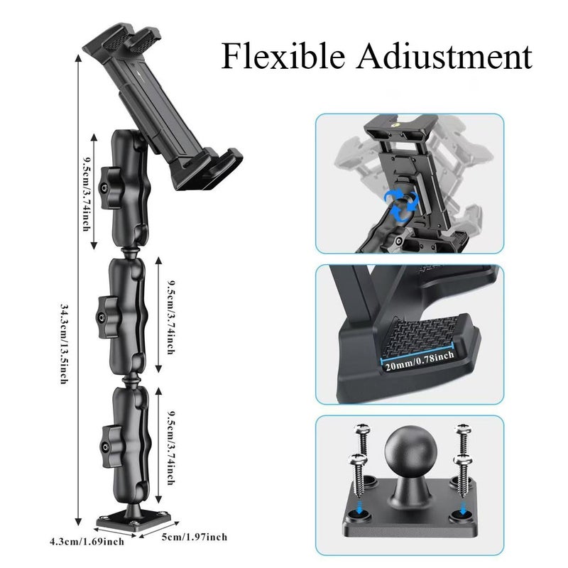 OHLPRO Heavy Duty Drill Base Tablet Mount Holder, 360Â° Adjustable iPad Mount Truck Dashboard, 3-Stage Stand for 5-13" iPad Pro Air Mini Galaxy Tab Switch, Tablet Vehicle for Car Wall Desk - Image 5