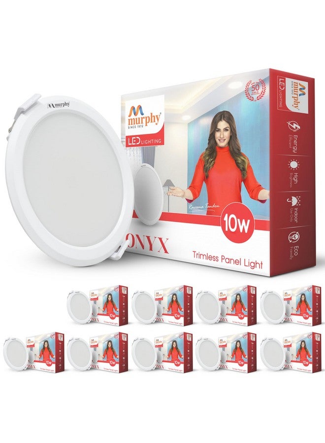 Murphy Trimless Round LED Panel Light - 10W Cool White | Glare-Free, Recessed Ceiling Downlight for Home & Commercial - Pack of 10 - Image 1