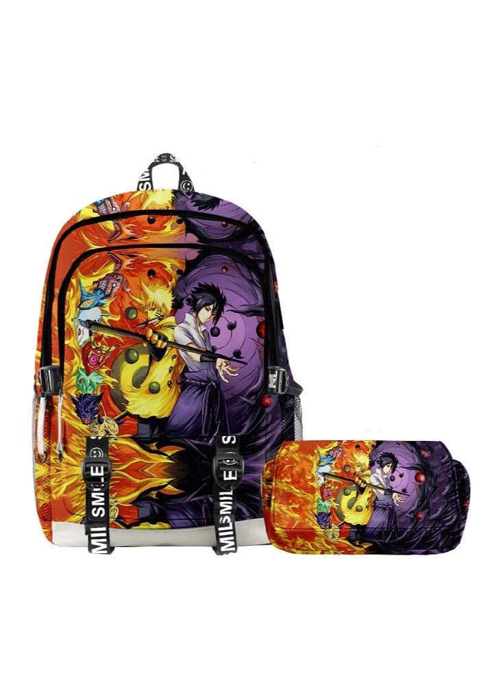 Naruto backpack + double-layer pencil case two-piece suit men and women leisure sports travel backpack student school backpack - Image 1