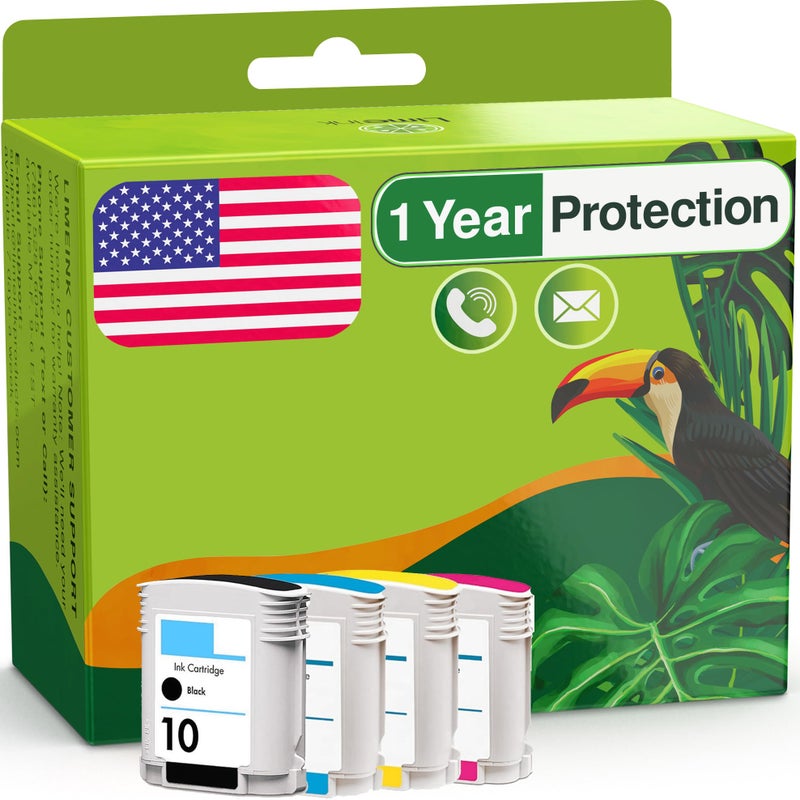 Limeink Compatible Ink Cartridge Replacement for HP 82 Ink for HP Designjet 500 10 Black Designjet 800ps 800 10 C4844a 82 Cartridge - 4pk - Image 1