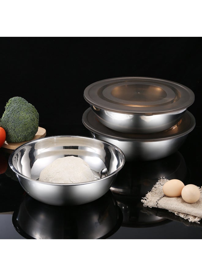 Stainless Steel With Lid And Basin Multi-use Canteen And Noodle Washing Basin Cold Mixing Basin Salad Seasoning Preservation Basin Can Replace Hair-Color:30cm (non-stick Bottom With Cover) - Image 5