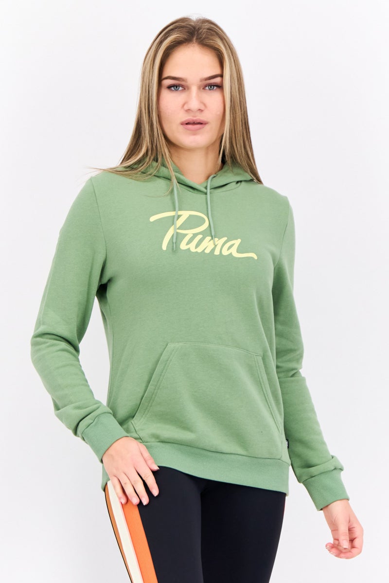 PUMA هودي خارجي بكم طويل مناسب للنساء، أخضر مريمي - Image 1