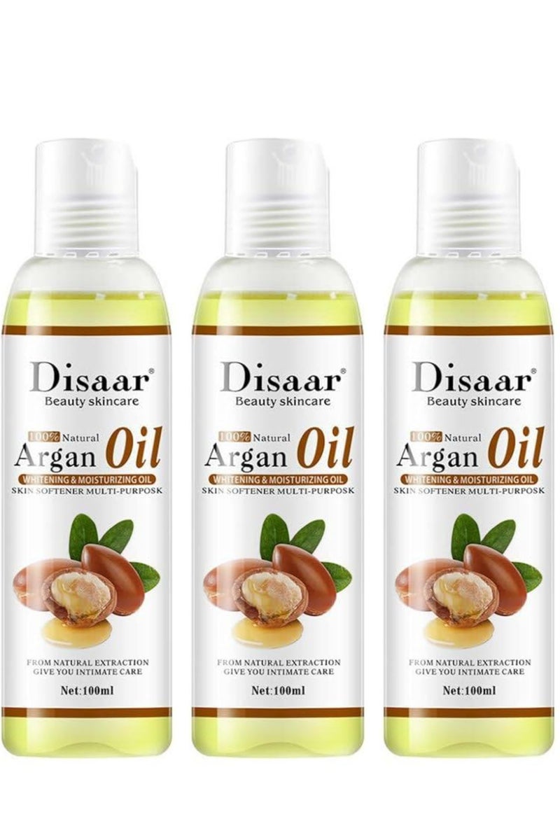 Pure Natural Argan Oil Brightening Face And Body Oil 100ml 3 Pcs