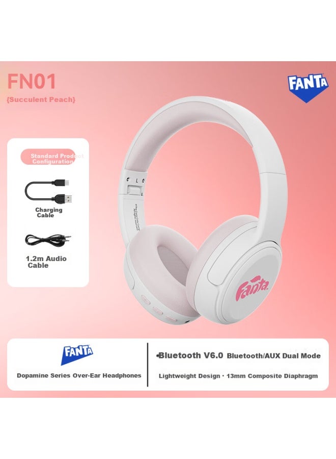 Coca-cola Fanta Fn01 Over-ear Bluetooth Headphones Gaming Sports Wireless Earbuds High-quality Student Couple Birthday Gift Compatible With Apple Huawei Xiaomi