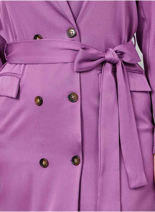 ستايلي Double Breasted Blazer Mini Dress with Tie Belt