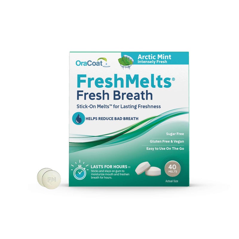 Oracoat FreshMelts Fresh Breath Stick-on Melts for Lasting Freshness, 40 Count Breath Freshener for Bad Breath, Non-Acidic & Sugar-Free, Arctic Mint - Image 1