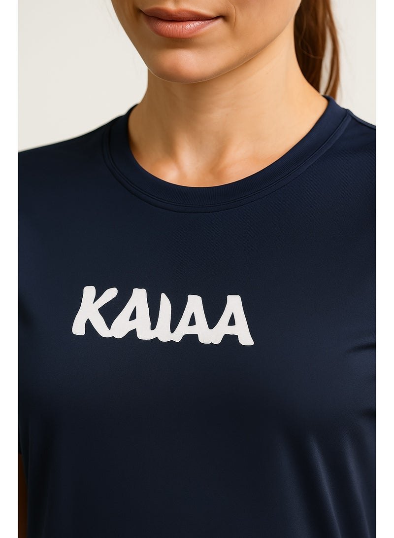 كاجا تيشيرت رياضي حريمي كحلي أزرق بخامة سريعة الجفاف ومرنة للتمرين والجيم واللبس اليومي - Image 2