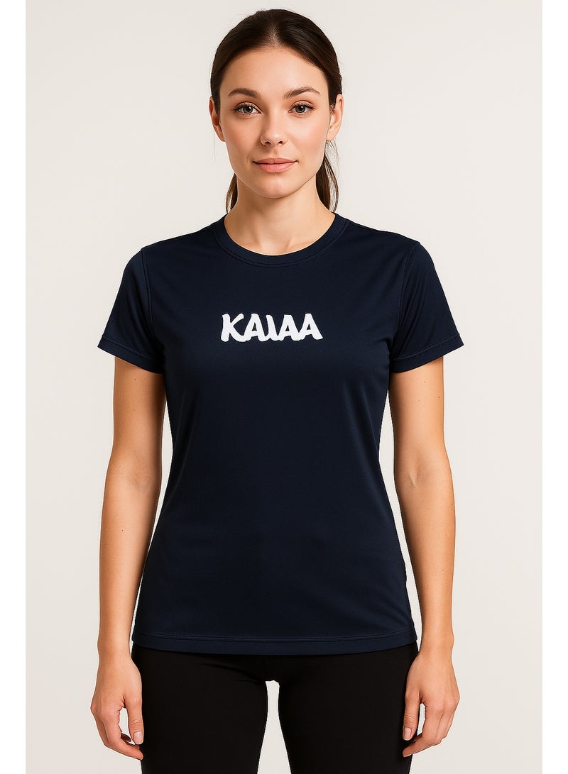 كاجا تيشيرت رياضي حريمي كحلي أزرق بخامة سريعة الجفاف ومرنة للتمرين والجيم واللبس اليومي - Image 1