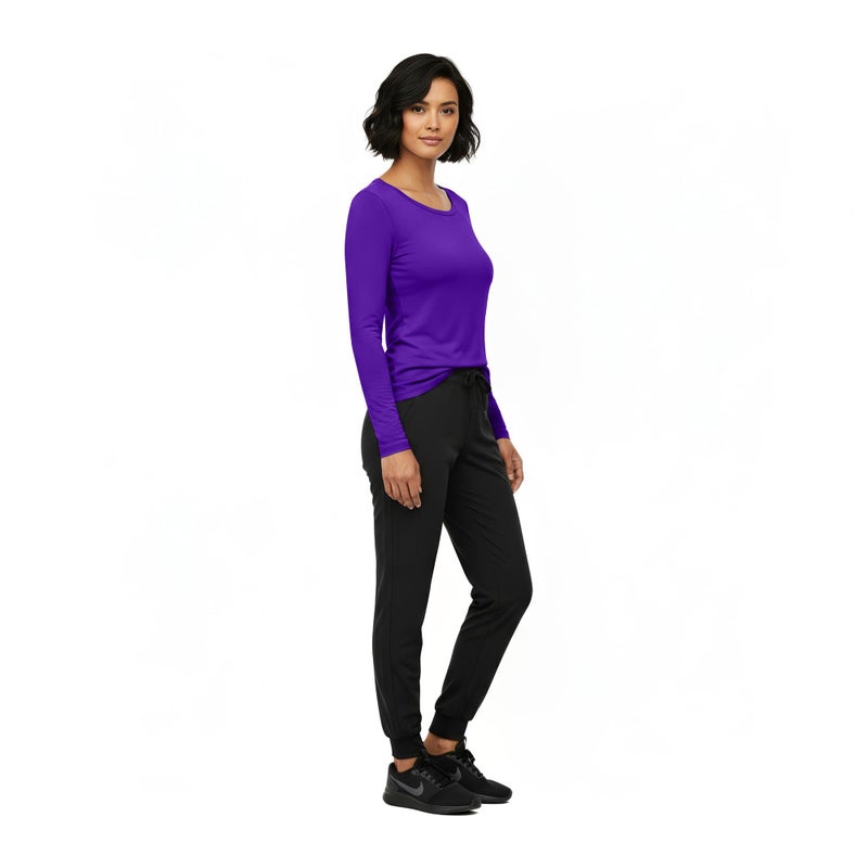 Natural Uniforms Women's Under Scrub Tee Crew Neck Long Sleeve T-Shirt (Purple, Small) - Image 4