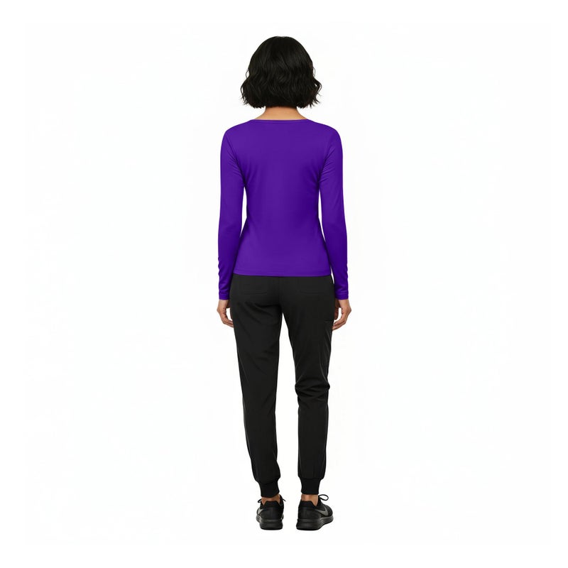 Natural Uniforms Women's Under Scrub Tee Crew Neck Long Sleeve T-Shirt (Purple, Small) - Image 3