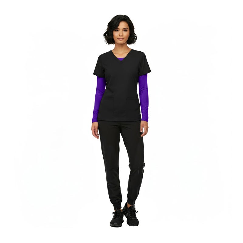 Natural Uniforms Women's Under Scrub Tee Crew Neck Long Sleeve T-Shirt (Purple, Small) - Image 5
