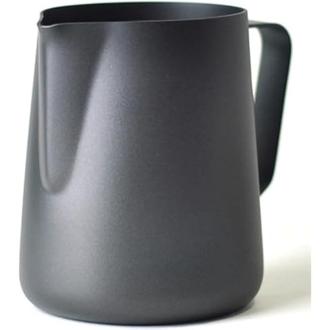 ريحني إبريق رغوة الحليب من الفولاذ المقاوم للصدأ، إبريق تبخير الإسبريسو، إبريق رغوة الحليب للقهوة، كوب لآلات الإسبريسو، كابتشينو لاتيه، أسود غير لامع، 12 أونصة، 350 مل - Image 2