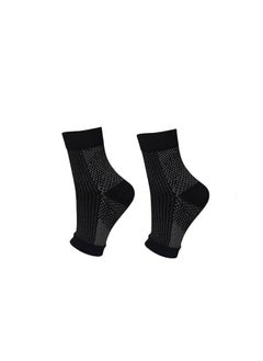 Generic Ankle Brace Compression Sleeve Relieves Achilles Tendonitis Joint Pain Plantar Fasciitis Sock with Foot Arch Support Reduces Swelling Heel Spur Pain Injury Recovery for Sports (Black-2, S/M)  - Image 1