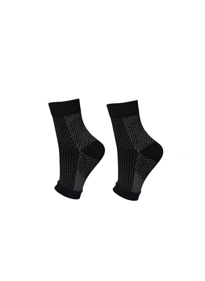 Generic - Ankle Brace Compression Sleeve Relieves Achilles Tendonitis Joint Pain Plantar Fasciitis Sock with Foot Arch Support Reduces Swelling Heel Spur Pain Injury Recovery for Sports (Black-2, S/M) - Image 1