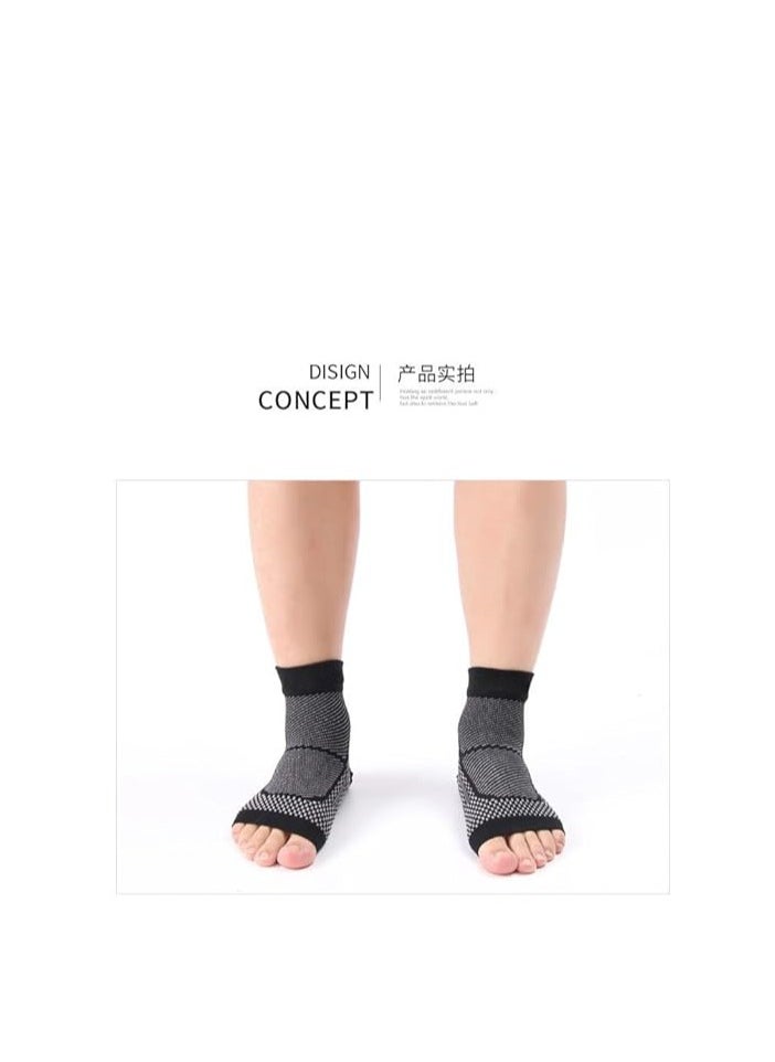 Generic - Ankle Brace Compression Sleeve Relieves Achilles Tendonitis Joint Pain Plantar Fasciitis Sock with Foot Arch Support Reduces Swelling Heel Spur Pain Injury Recovery for Sports (Black-2, S/M) - Image 1