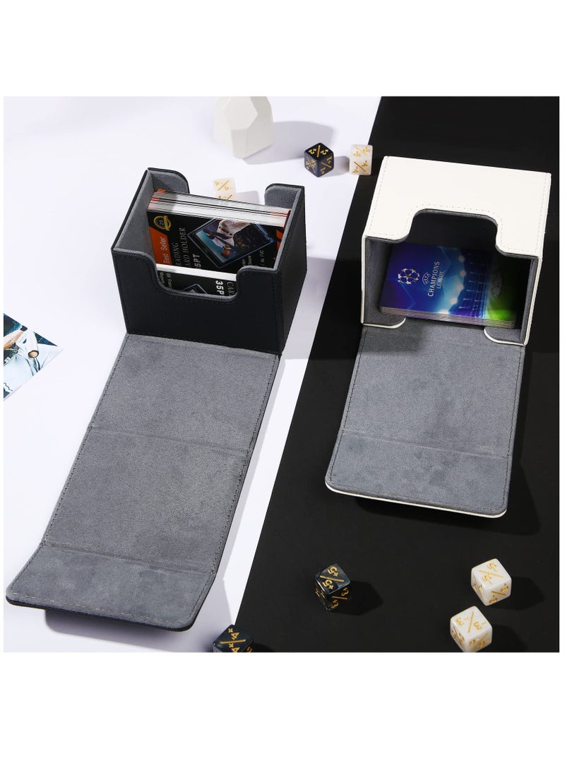Zikra Leather Deck Card Boxes, 2 Pcs Large Game Boxes Fits 100 Plus Sleeved Cards, for Collectible Cards Deck Playing Card Case, for Gaming Cards, Poker, MTG TCG Compatible (Black, White) - Image 2