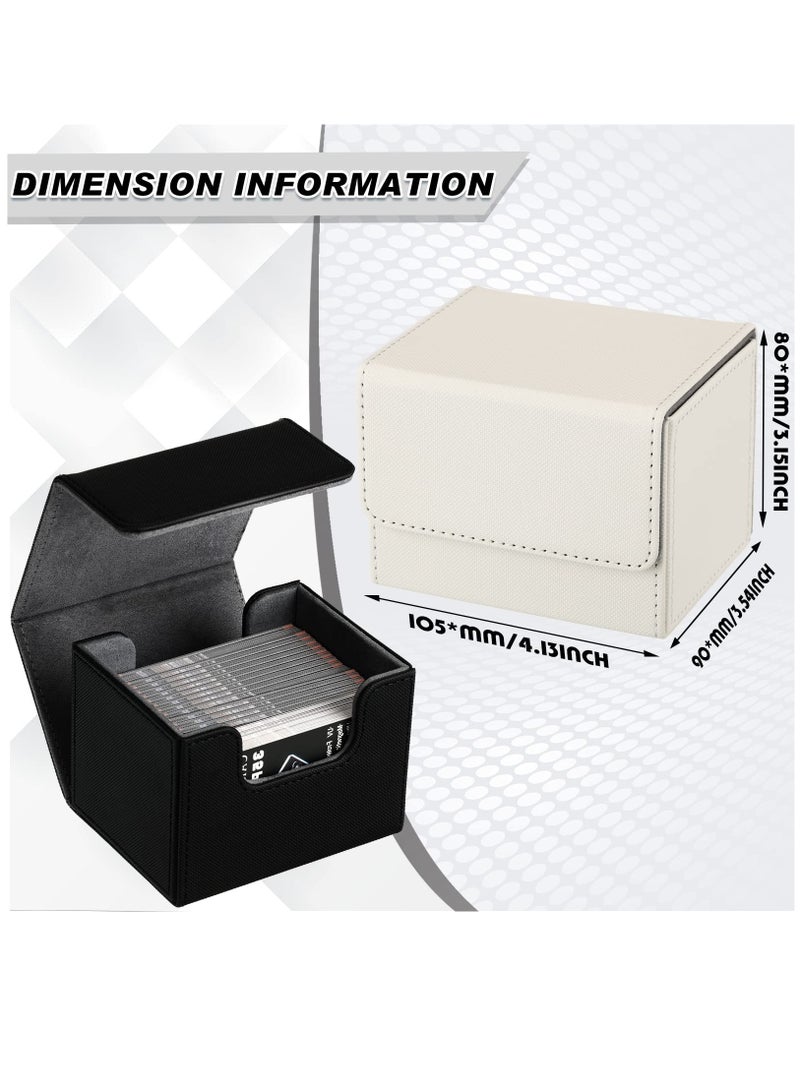 Zikra Leather Deck Card Boxes, 2 Pcs Large Game Boxes Fits 100 Plus Sleeved Cards, for Collectible Cards Deck Playing Card Case, for Gaming Cards, Poker, MTG TCG Compatible (Black, White) - Image 4