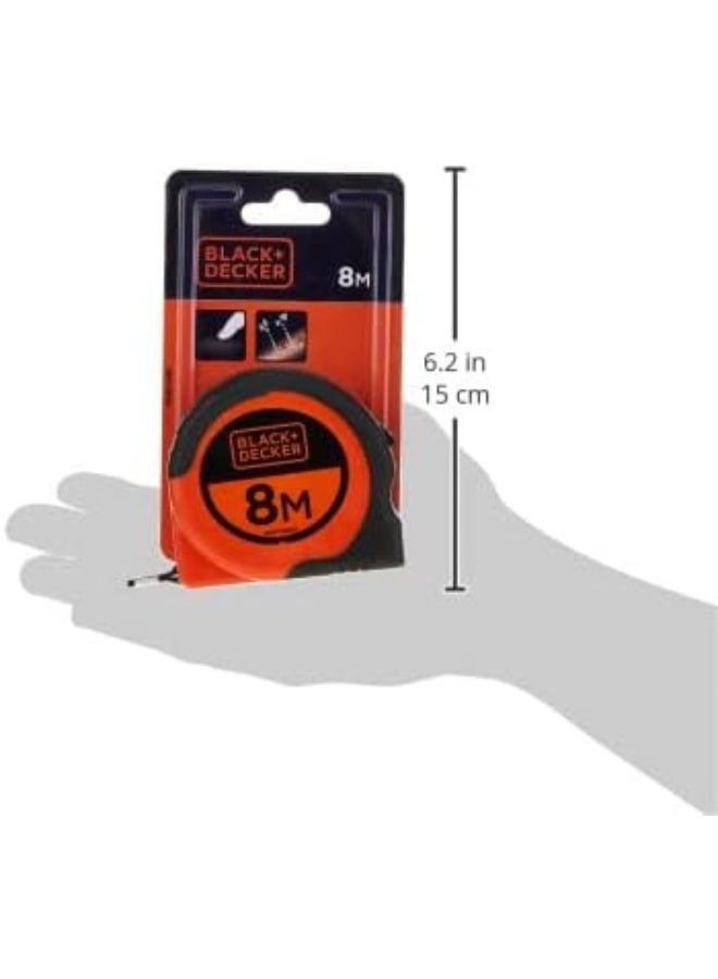 BLACK+DECKER Short Measurement Tape Orange/Black 8meter - Image 5