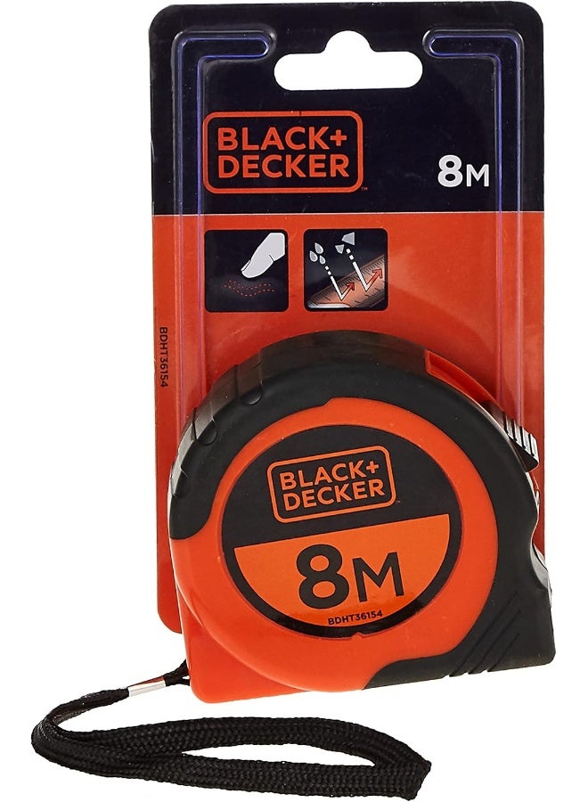 BLACK+DECKER Short Measurement Tape Orange/Black 8meter - Image 2