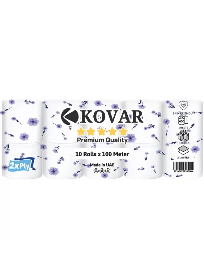 Kovar Super Absorbent And Skin Friendly 2 Ply Toilet Rolls- 10 Rolls X 100mtr