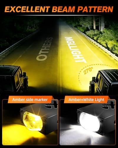 MGLLIGHT 2PCS Super Slim LED Grill Driving Lights - 0.8 Inch Mini Projector Fog Lights with Hi-Lo Beam (White/Yellow), CANbus Decoder, IP68 Waterproof, Fit Car Truck Offroad SUV Pickup Motorcycle - Image 4