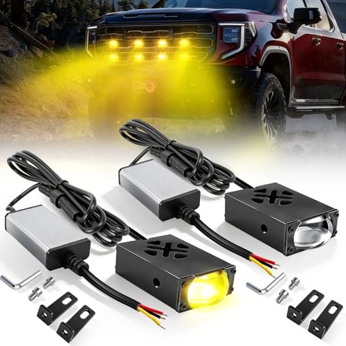 MGLLIGHT 2PCS Super Slim LED Grill Driving Lights - 0.8 Inch Mini Projector Fog Lights with Hi-Lo Beam (White/Yellow), CANbus Decoder, IP68 Waterproof, Fit Car Truck Offroad SUV Pickup Motorcycle - Image 1