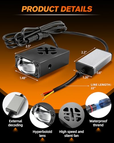 MGLLIGHT 2PCS Super Slim LED Grill Driving Lights - 0.8 Inch Mini Projector Fog Lights with Hi-Lo Beam (White/Yellow), CANbus Decoder, IP68 Waterproof, Fit Car Truck Offroad SUV Pickup Motorcycle - Image 3
