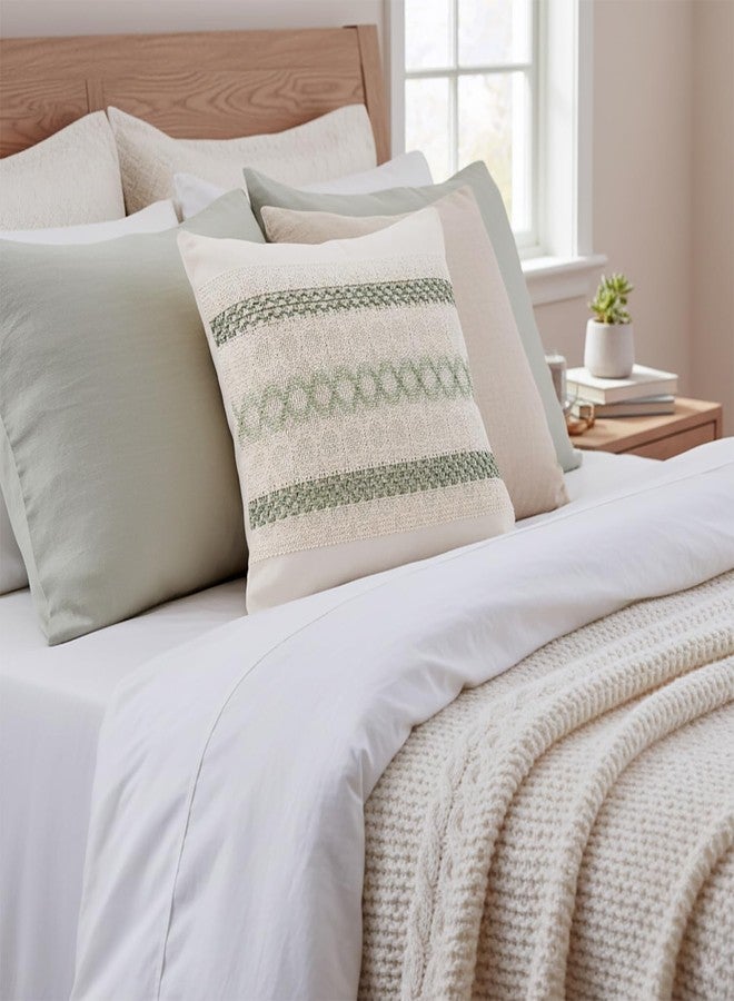 Hibate Set of 2 Sage Green Boho Throw Pillow Covers 18x18 Inch Decorative Cushion Covers for Couch Bed Sofa Chair Cotton Macrame Décor Decorations (Type B) - Image 5
