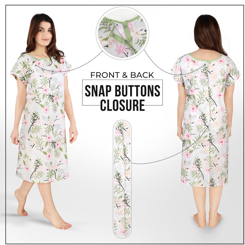 Utopia Care Women's Hospital Gown Soft Comfortable and Stylish Patient Gown, Small-Medium, Floral Grey - Image 2