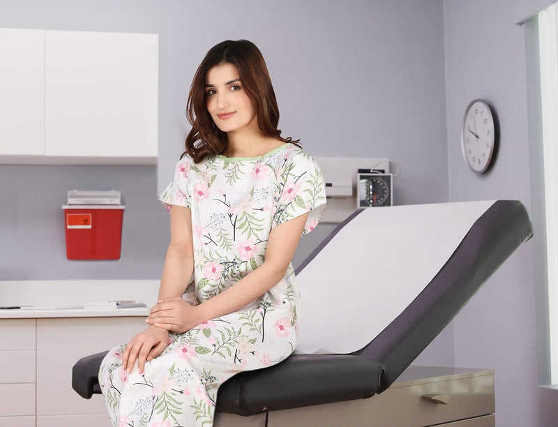 Utopia Care Women's Hospital Gown Soft Comfortable and Stylish Patient Gown, Small-Medium, Floral Grey - Image 4