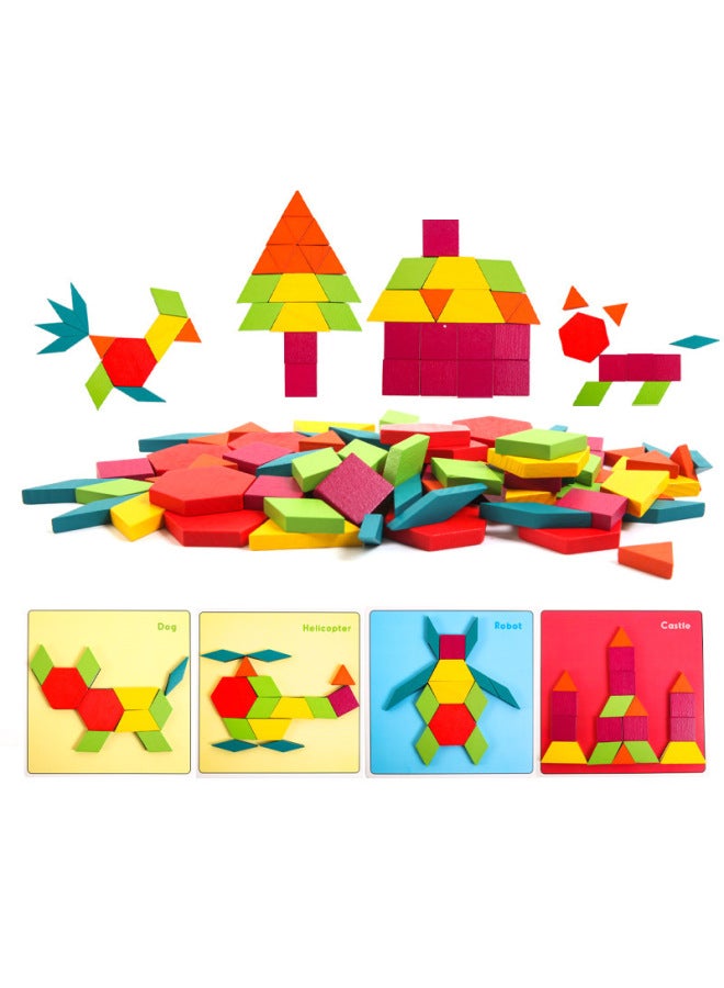 Beech 88 Pieces Creative Puzzle Infant Early Education Puzzle Changeable Geometric Shape Parent-child Interactive Wooden Toys Wholesale-Color:88 Pieces Creative Puzzle - Image 5