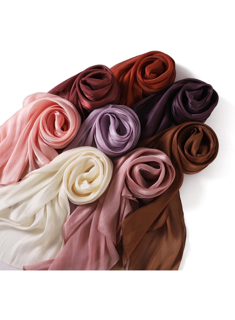 Light Pink Shiny Gloss Chiffon Hijab Scarf 180*70cm, Women Elegant Lightweight Wedding Shawl Wrap Cape - Image 2