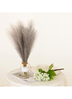 SPARK IT HOME 6 Pieces Fluffy Faux Pampas Grass Artificial Pampas Branches Fake Fluffy Stems Plants, Floor Vase Filler for Home, Wedding Boho Décor Flower Arrangement 45 cm/17 inches (Grey)  - Image 4