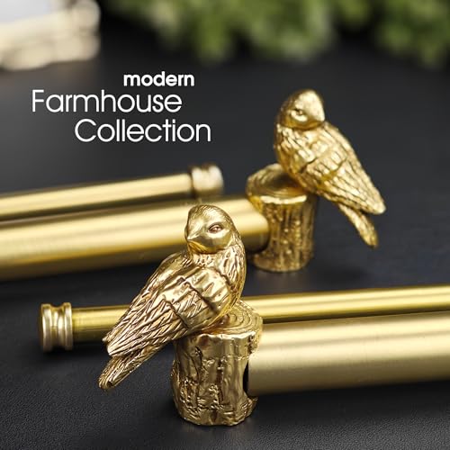 ILAISIHOME 118 Inch Diameter Brushed Gold Curtain Rod with Bird Design Finials 72144 Telescoping Double Curtain Rods for window width 68140 inch Decorative Drapery Rods for BedroomLiving Room - Image 3