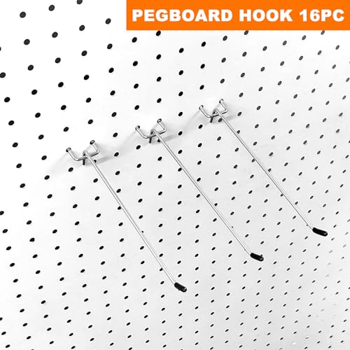 Scartink Pegboard Hooks Pegboard Accessories,8 inch,Pegboard Organizer Kit for Garage Organization,Tool Storage,16 Pack - Image 5