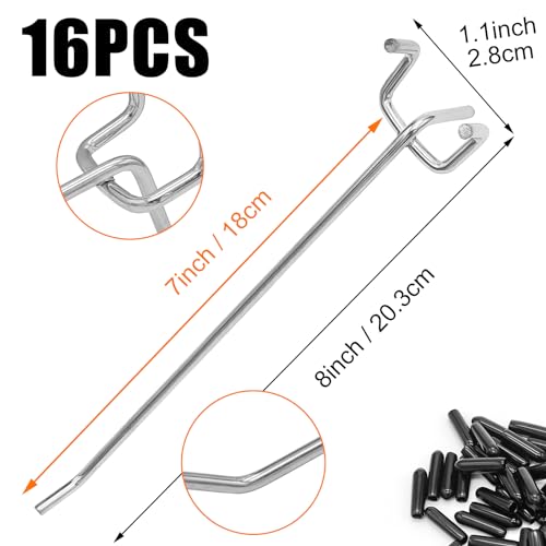 Scartink Pegboard Hooks Pegboard Accessories,8 inch,Pegboard Organizer Kit for Garage Organization,Tool Storage,16 Pack - Image 2